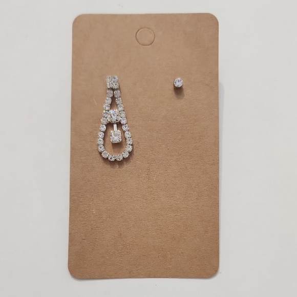Source Unknown Jewelry - Silver Teardrop Pendant and Stud Earring Set MIX & MATCHED